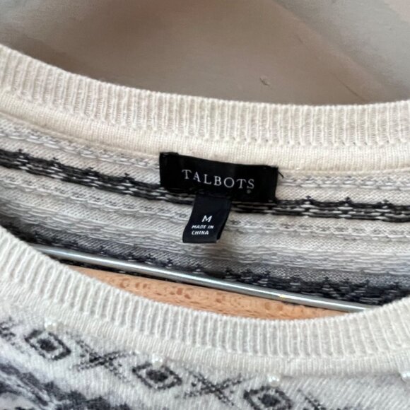 Talbots Snowflake Fair Isle Wool Blend Sweater- Size M - Picture 3 of 5